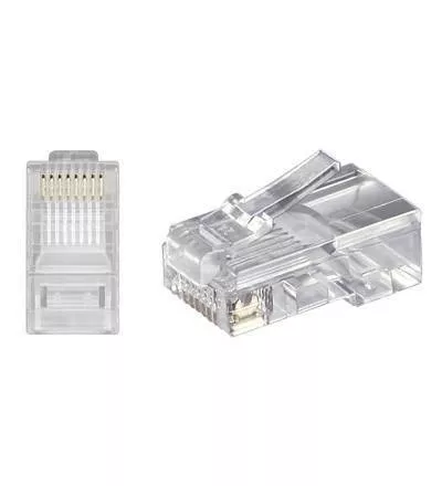 Mufe retea RJ45 - Conector RJ45 CAT5 pentru cablu rotund – Mufa internet Ethernet 8p8c, transparent, calitate CE