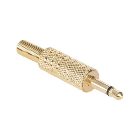 Conectica - Mufa Jack 3.5 mm mono tata metal aurit pe fir cu protector cablu – IoElectronice.ro