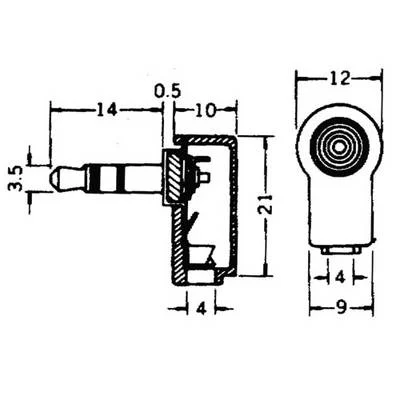Mufa Jack 3.5 mm tata stereo unghi 90 grade pe cablu Lumberg WKLS 40, culoare neagră [1]