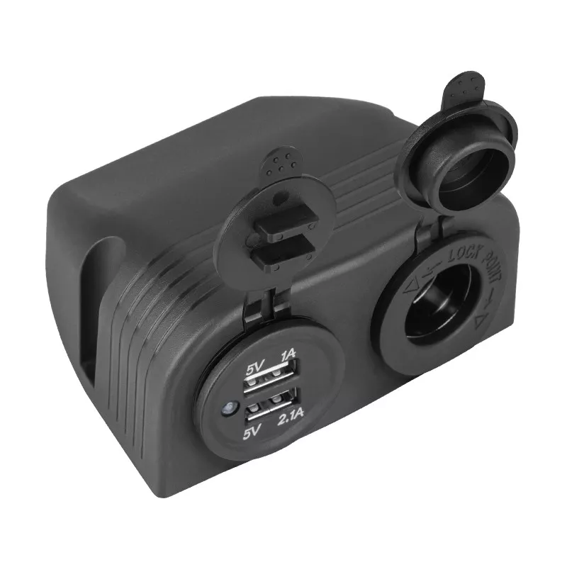 Accesorii bricheta auto - Mufa montaj auto 2x USB 3100mAh 1x brichetă mama neagră