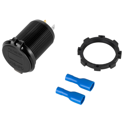 Mufa montaj USB PD Type C și QC 3.0 48W PEIYING PY-CHR0006, încărcare rapidă, indicator tensiune, compatibil 12-24V [2]