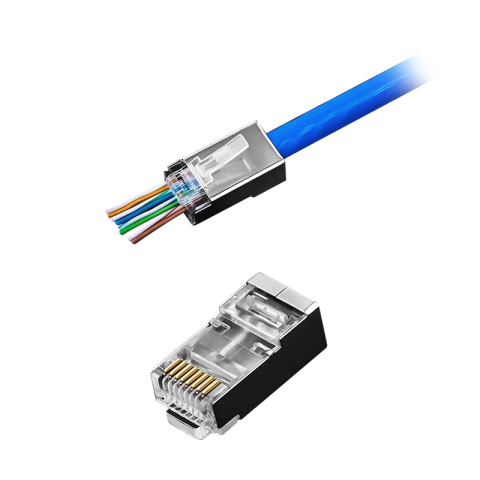 Mufă Passthrough FTP ecranată 8P8C RJ45 Cat5e TEL0073 conectori RJ45 tata, standard Cat 5e, 8P8C [3]