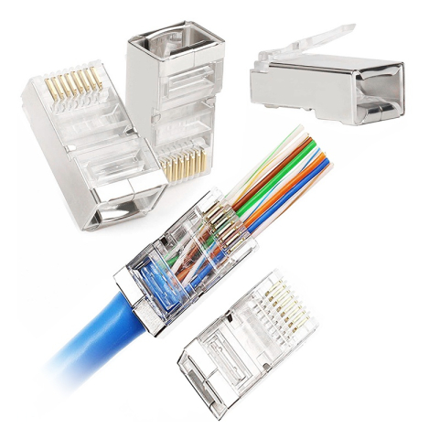 Mufe retea RJ45 - Mufa Passthrough FTP ecranată 8P8C RJ45 Cat5e TEL0073 Cabletech – IoElectronice.ro