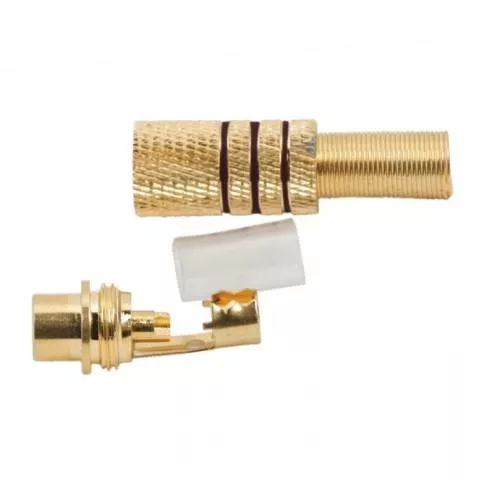 Mufa RCA mama metal aurit cablu 6mm inel negru [1]