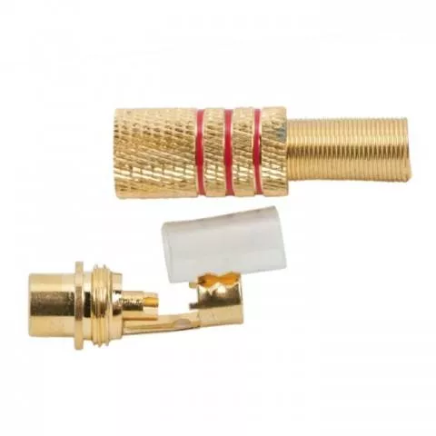 Mufa RCA mama metal aurit cablu 6mm inel roșu [1]