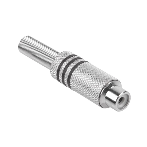 Mufe RCA - Mufă RCA mama metal nichel inel negru 1 buc