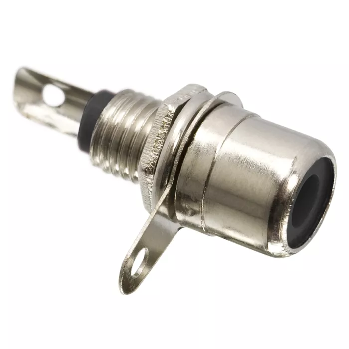 Mufe RCA - Mufa RCA mama panou nichelat negru – IoElectronice.ro