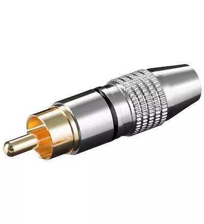Conectica - Mufa RCA Tata Aurită cu Inel Negru, Calitate Înaltă pentru Cabluri de până la 6.5 mm