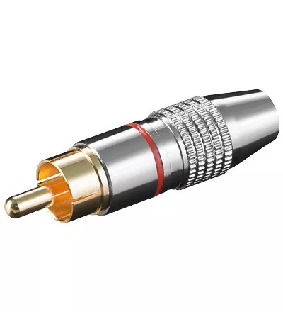 Conectica - Mufa RCA Tata Inel Roșu Aurit - Conexiune Audio Video de Înaltă Calitate pentru Cablu Max 6.5mm