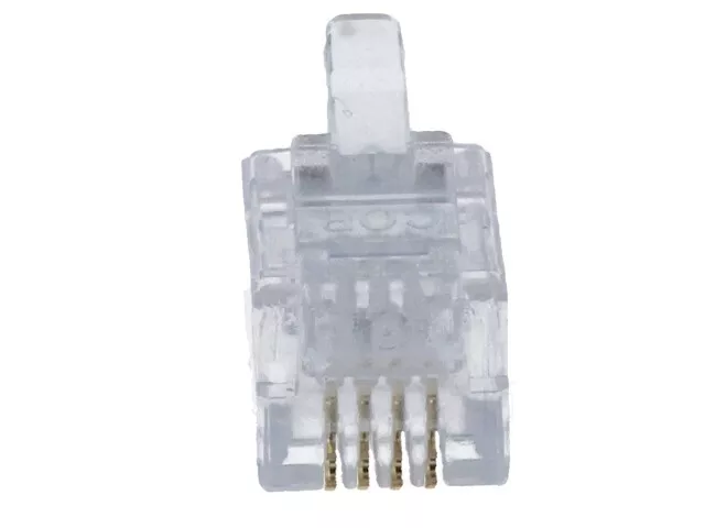 Mufa RJ10 4p4c pe cablu IDC crimpat MH CONNECTORS MHRJ114P4CR, placată cu aur, 4 pini pentru telefon [1]