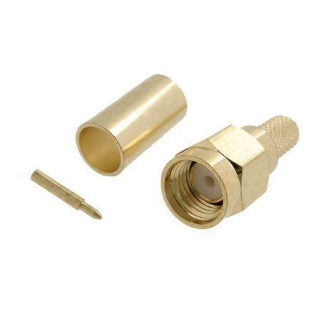 Mufe SMA - Mufa SMA tata RG58 crimpat pe cablu aurit SMA-011NP – IoElectronice.ro