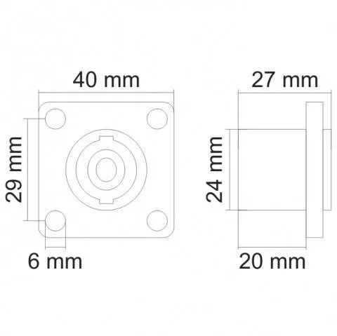 Mufa Speakon 4 poli mama 40 mm montabil pentru difuzor, brand OEM, garanție 24 luni persoane fizice. [1]