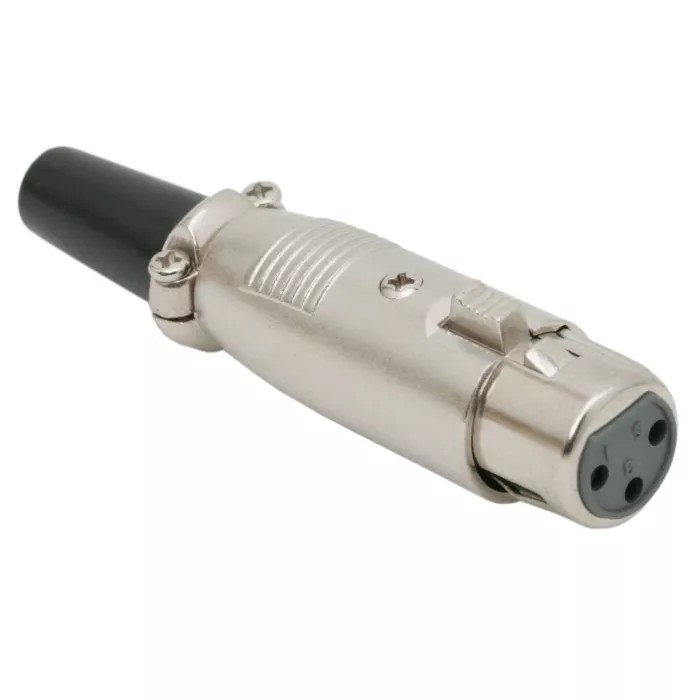 Mufe XLR - Mufa XLR 3 poli mama, executie tata, argintie, brand OEM, cu protectie cablu, garantie 24 luni persoane fizice.