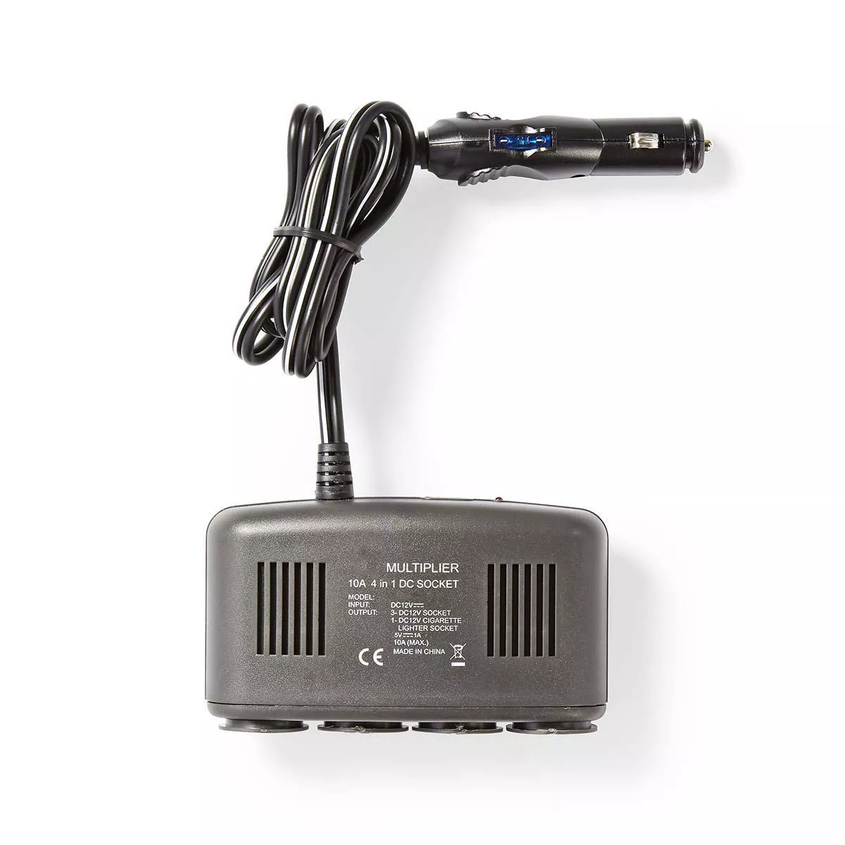 Multiplicator brichetă auto 4 ieșiri 12V Nedis 10A lungime 1.2m culoare negru [1]