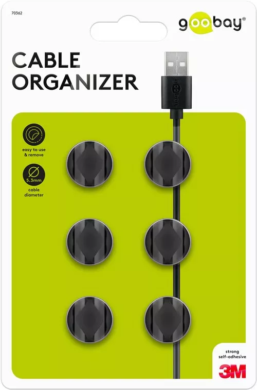 Organizatoare cabluri 6buc cu 2 sloturi negru Goobay – IoElectronice.ro [1]