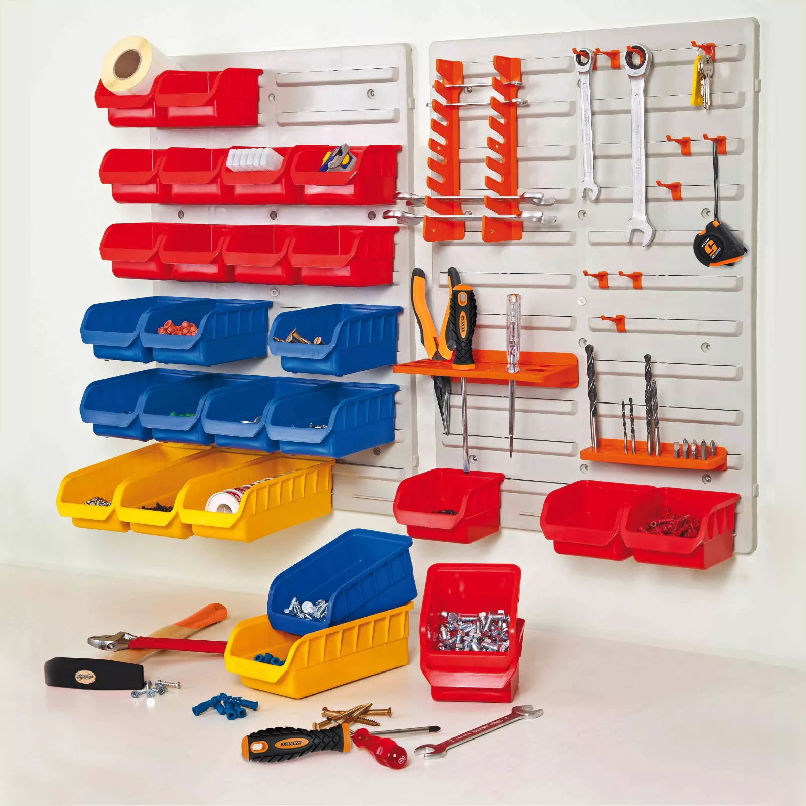 Depozitare scule portabile - Organizator de perete cu 43 piese 840 mm x 590 mm x 20 mm HANDY 10944 – IoElectronice.ro
