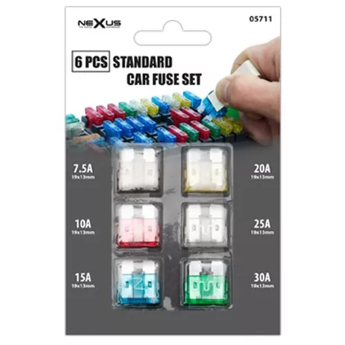 Sigurante auto - Pachet de siguranțe 7.5A/10A/15A/20A/25A/30A NEXUS 19x13mm – IoElectronice.ro