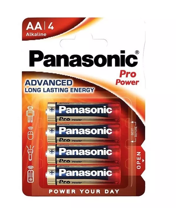 Baterii - Panasonic baterii alcaline AA (LR6) Pro Power 4buc LR6PPG/4BP – IoElectronice.ro
