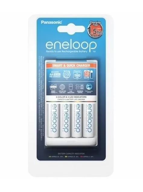 Incarcatoare acumulatori - Încărcător Panasonic Eneloop Smart & Quick cu 4x AA 1900mAh - Încărcare rapidă și sigură
