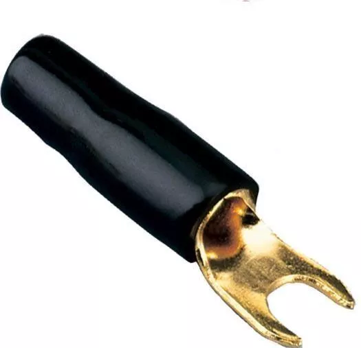 Mufe papuci - Papuc Terminal tip furcă M4 10mm² aurit izolat negru ACV 30.4410-03 – IoElectronice.ro