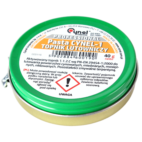 Solutii decapante - Pasta de Lipit cu Flux pe Bază de Colofoniu pentru Cupru, Alamă, Nichel - 40g Cynel LUT0010