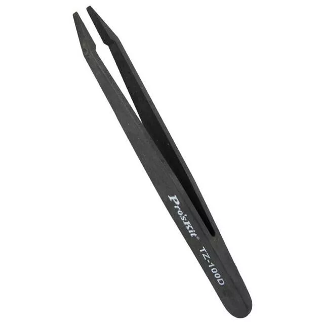 Pensete - Pensetă conductivă vârf plat Pro'sKit 12.5cm pentru manipulare componente electronice delicate