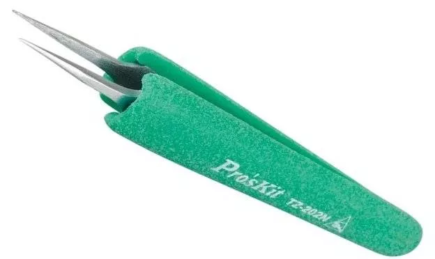 Pensete - Pensetă ERGO Dreaptă Pro'sKit 120.5mm, Clește Nemagnetic, Vârf Fin, Material AISI304, Ergonomic