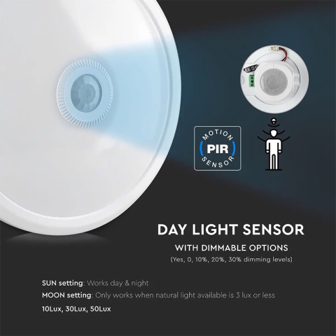Plafonieră LED 12W 900lm IP20 cu senzor de mișcare 6400K alb rece V-tac SKU-21809 – IoElectronice.ro [6]