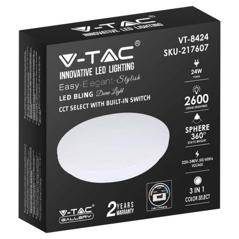 Plafoniera LED 24W 2600lm 35cm 3 in 1 V-Tac SKU-217607 – IoElectronice.ro [4]