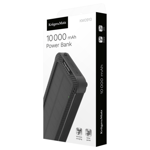 Power Bank 10000mAh Solar QI 5W Kruger&Matz KM0910 USB Type C negru, 2000mAh, garanție 6 luni [7]