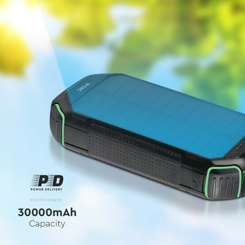 Power Bank 30000mAh Wireless cu încărcare solară V-TAC SKU-7836 negru, 6 luni garanție [2]