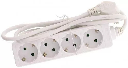 Prelungitor 4 prize, 1.4m, cablu 3xG1.5mm², PP, max 16A, 250V, 3500W – Well [1]