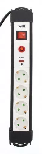 Electrice - Prelungitor 4 prize 5m cu protecție cablu 3xG1.5mm² Well - IoElectronice.ro