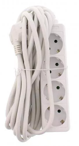 Prelungitoare electrice - Prelungitor 4 prize Schuko 5m 3xG1.5mm Well, cablu rotund alb, 230 V AC, 16 Ah, garanție 24 luni persoane fizice.