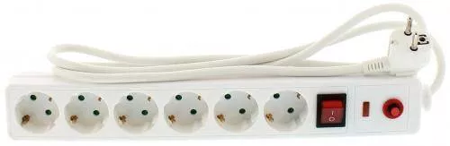 Prelungitoare electrice - Prelungitor electric 6 prize 3m cu protecție, întrerupător, IP20, 16A, 3500W, cablu 1.5mm², alb