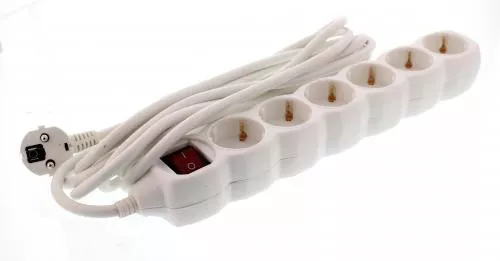 Prelungitoare electrice - Prelungitor 6 prize 5m alb cu întrerupător cablu 3xG1.5mm² Well