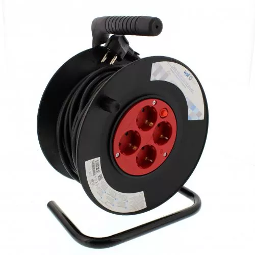 Prelungitoare electrice - Prelungitor cu derulator cu termosiguranță 4 prize 20m 1.5mm Well – IoElectronice.ro
