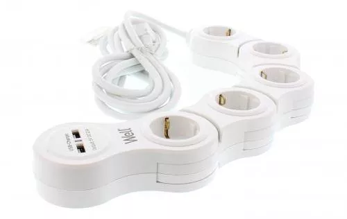 Prelungitoare electrice - Prelungitor reglabil 5 prize 5m cablu 3xG1.5mm2 3500W 16A cu încărcător USB Well – IoElectronice.ro