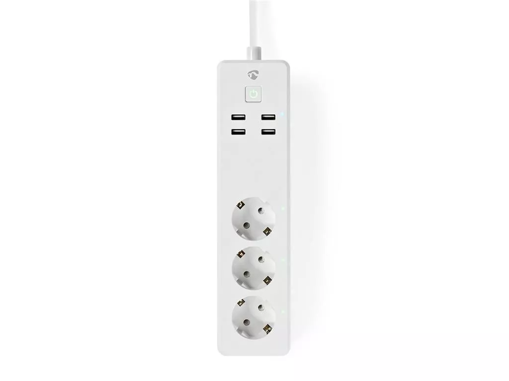 Prelungitoare electrice - Prelungitor Smart WiFi 3 prize schuko 4x USB 1.8m 3680W 16A Nedis – IoElectronice.ro
