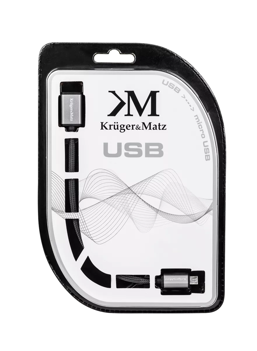 Prelungitor USB micro USB 0.2m Kruger&Matz, cablu adaptor micro USB tata la USB A mama, standard USB 2.0 [1]