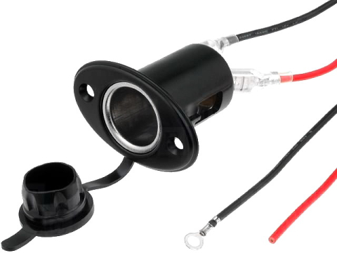 Priza brichetă auto SCi 12V 10A cu fir, adaptor soclu auto, montare pe panou, culoare neagră [1]