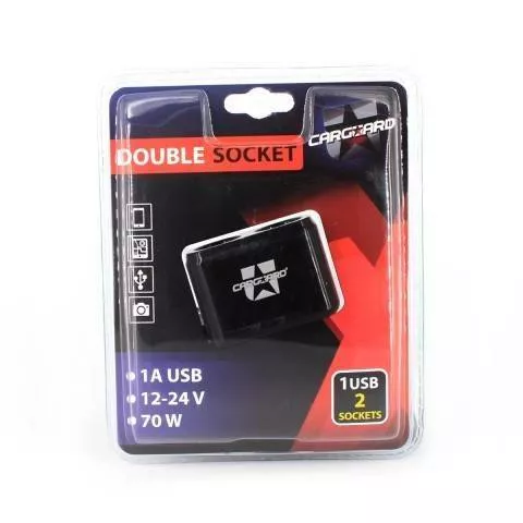 Priza dublă brichetă auto Carguard 12V/24V DC cu cablu USB 1A, 24 luni garanție [2]