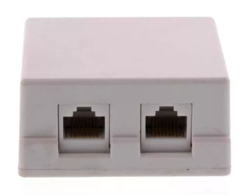 Mufe retea RJ45 - Priza dublă UTP Cat6 RJ45 Well ne-ecranat pe tencuială, 8P8C, 24 luni garanție persoane fizice
