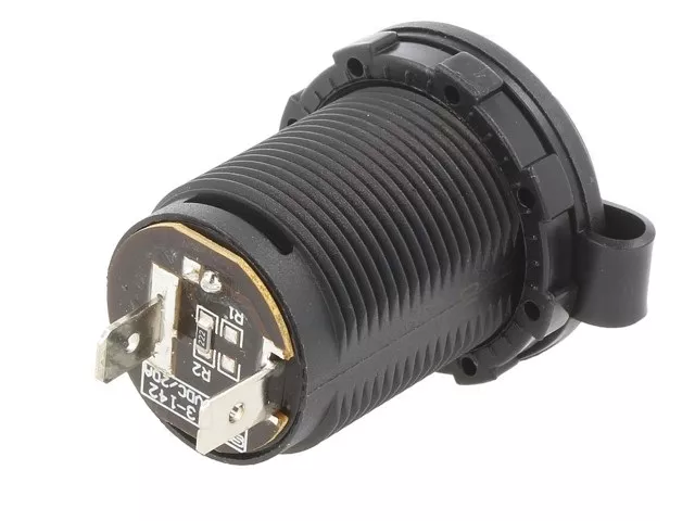 Priza auto brichetă panou 12-24V DC 20A SCI, adaptor cu LED, montare înșurubare, neagră [3]