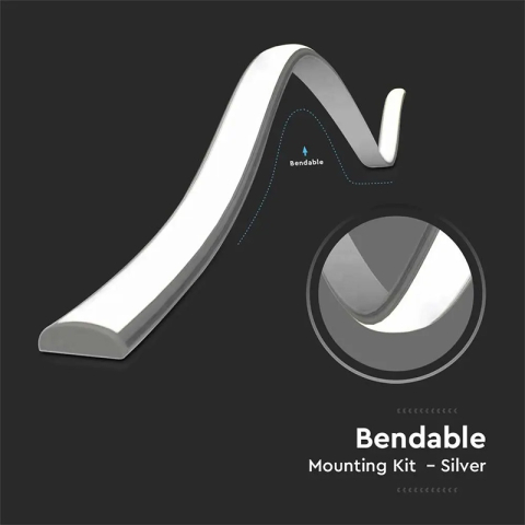 Profil aluminiu flexibil pentru bandă LED 2m, dispersor alb mat, montaj ușor, compatibil V-TAC [3]