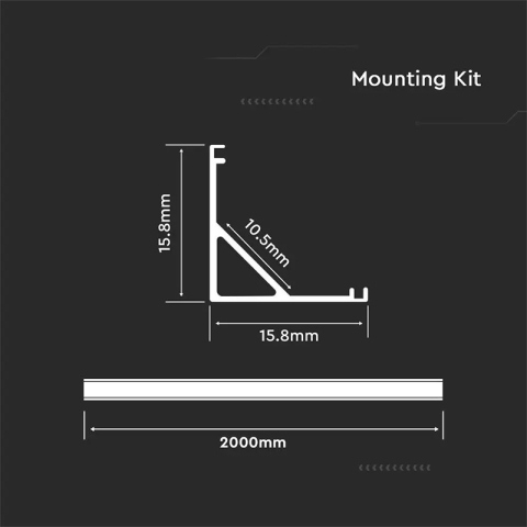 Profil aluminiu pentru bandă LED 2m 15.8x15.8mm alb pe colț V-TAC SKU-3369 [2]