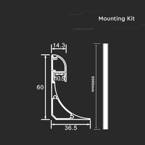 Profil aluminiu pentru bandă LED 2m 7.8mm x 9mm V-tac SKU-2903 [1]