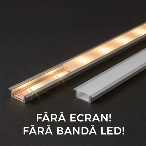 Profile aluminiu banda LED - Profil din aluminiu pentru benzi LED 2000x23x8mm Phenom – IoElectronice.ro