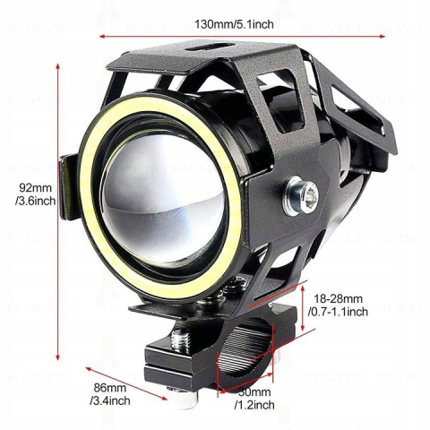 Proiector LED Off-Road cu Lupa, Angel Eye Alb și Devil Eye Roșu, 12V, pentru ATV, SSV, UTV [4]
