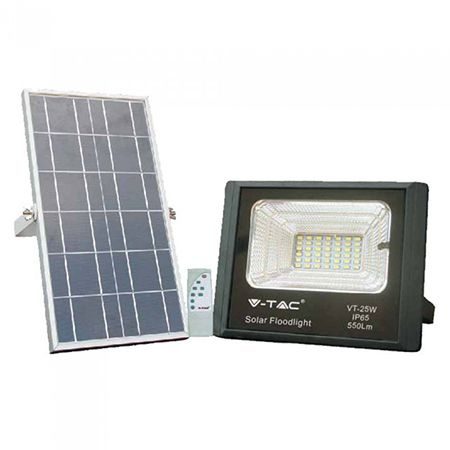 Proiectoare - Reflector LED 12W 6000K 550lm cu încărcare solară V-TAC – IoElectronice.ro